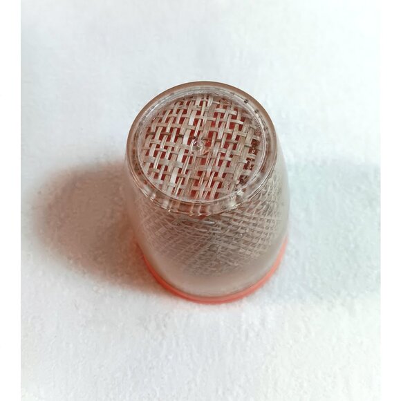 Lot of 2 Raffiaware tumblers peach interiors burlap 3.75" tall MCM plastic - Picture 4 of 4